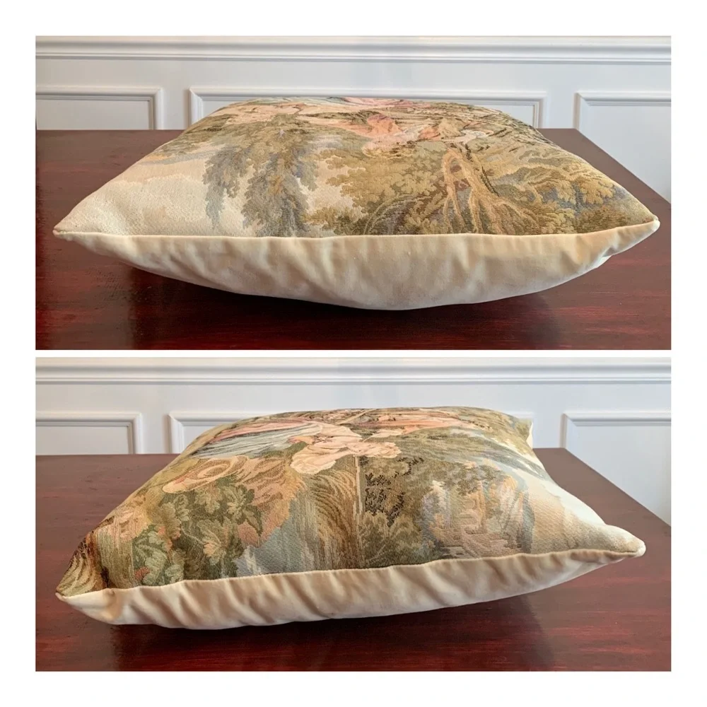 Vintage Italian tapestry decorative throw pillow